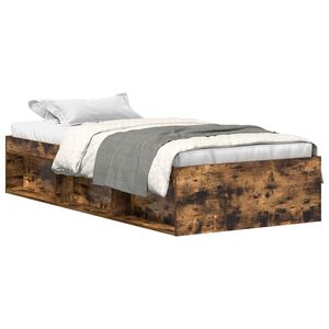 vidaXL Cadre de lit sans matelas ch&ecirc;ne fum&eacute; 75x190 cm