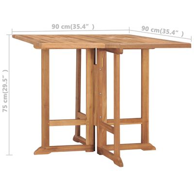 vidaXL Table à dîner pliable de jardin 90x90x75 cm Bois de teck solide