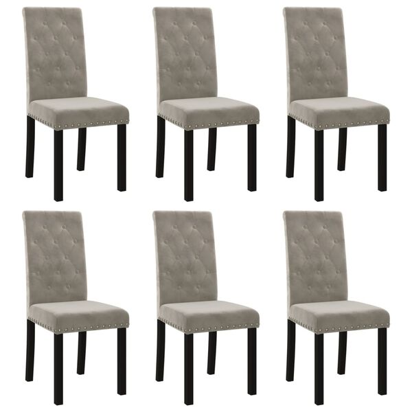 vidaXL Chaises &agrave; manger lot de 6 gris clair velours