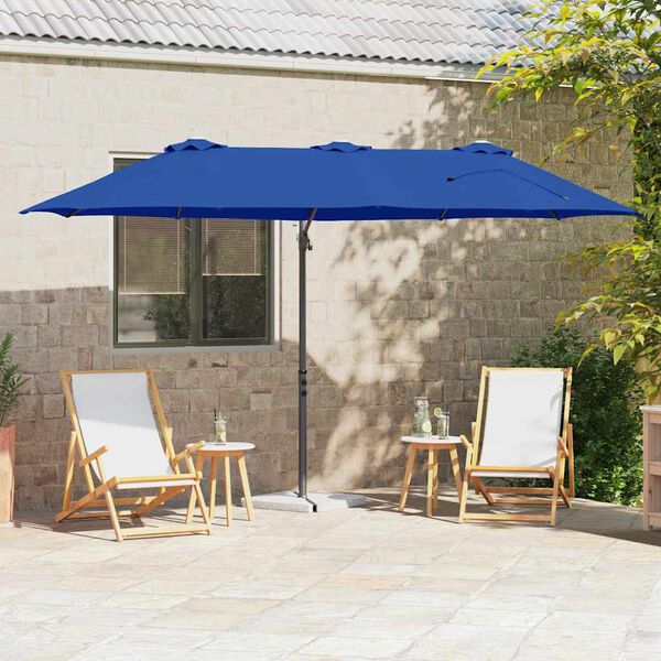 vidaXL Parasol cantilever de jardin bleu azur 372 x 198 x 243 cm