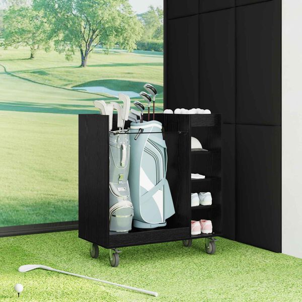 vidaXL Armoire de Golf avec roue Uni Ch&ecirc;ne noir 90 x 45 x 98 cm