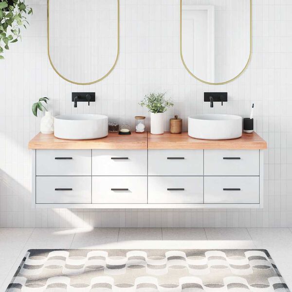 vidaXL Comptoir de salle de bain marron 180x60x(2-6) cm bois trait&eacute;