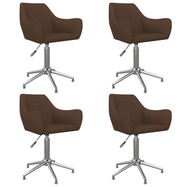 vidaXL Chaises pivotantes &agrave; manger lot de 4 marron tissu