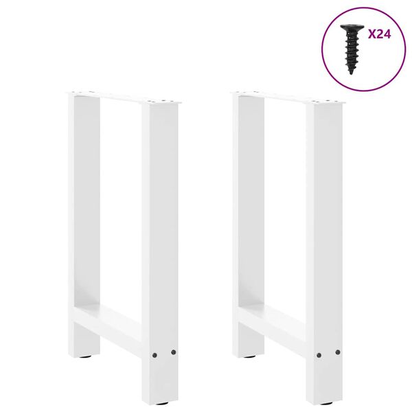 vidaXL Pieds de table &agrave; manger Blanc 2 pi&egrave;ces 60 x (72-73) cm Acier