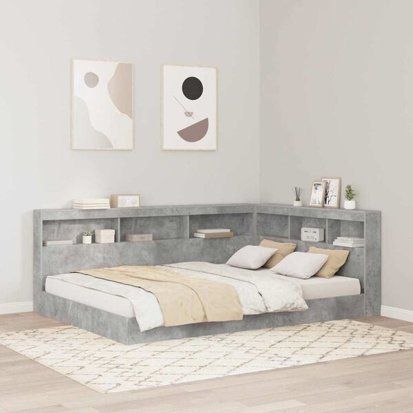 vidaXL T&ecirc;te de lit de rangement Gris b&eacute;ton 150 cm Bois d'ing&eacute;nierie