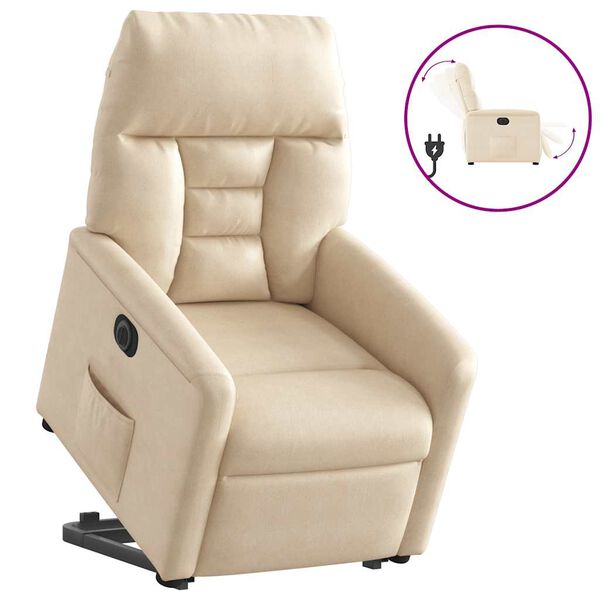vidaXL Fauteuil inclinable &eacute;lectrique beige tissu microfibre