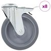 vidaXL 8 pcs Roulettes pivotantes &agrave; trou de boulon 125 mm