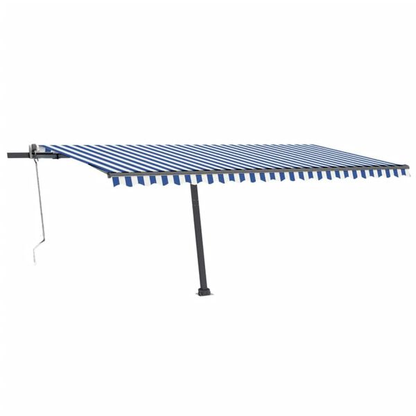 vidaXL Auvent automatique capteur de vent/LED 500x300 cm Bleu et blanc