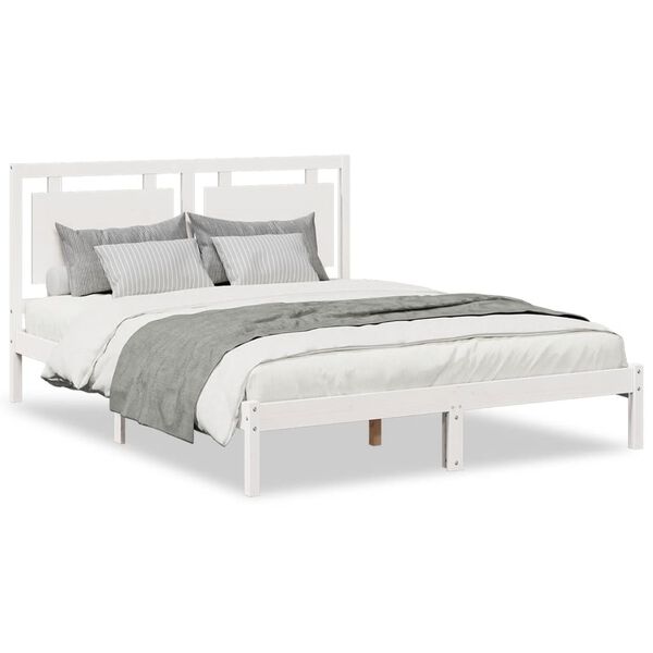 vidaXL Cadre de lit extra long sans matelas 140x210 cm bois massif