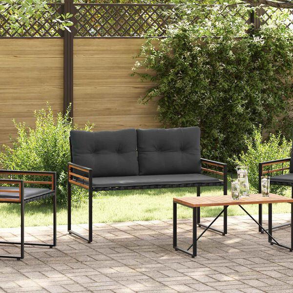 vidaXL Banc &agrave; couches en bois avec coussin Gris fonc&eacute; 114 x 55 x 77 cm