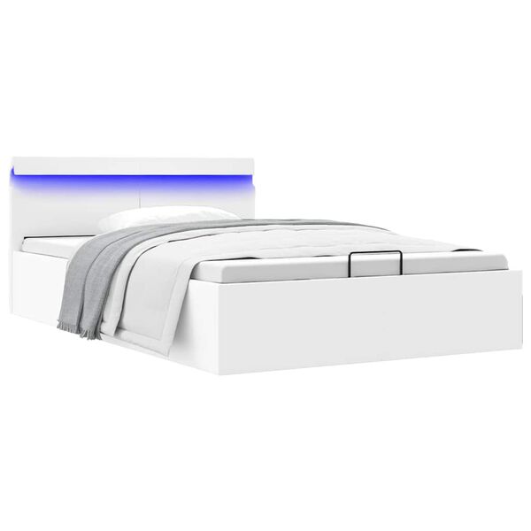 vidaXL Cadre de lit à rangement hydraulique sans matelas avec LED