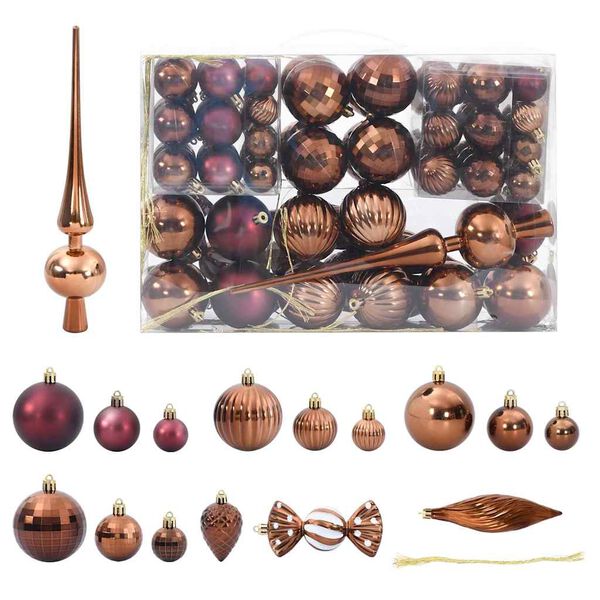 vidaXL Boules de No&euml;l 98 pcs marron &Oslash;3/4/6 cm