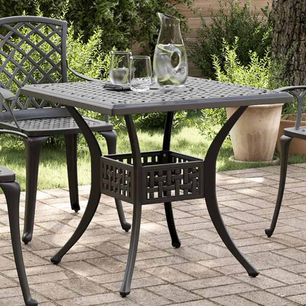 vidaXL Table de jardin noir 80x80x75 cm aluminium coul&eacute;