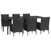 vidaXL Ensemble &agrave; manger de jardin coussins 7pcs Noir R&eacute;sine tress&eacute;e