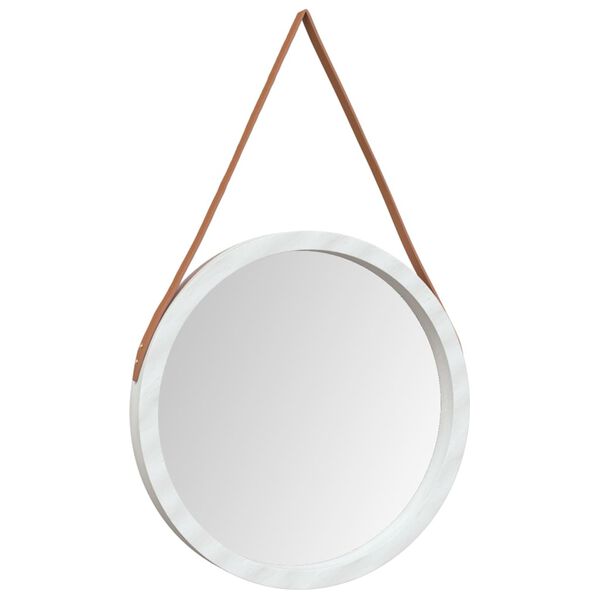 vidaXL Miroir mural avec sangle Blanc &Oslash; 55 cm