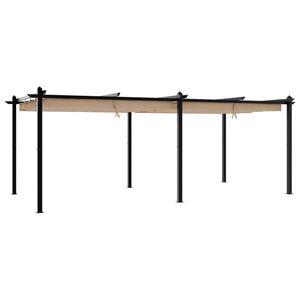 vidaXL Tonnelle de jardin avec toit r&eacute;tractable taupe 3x6 m aluminium