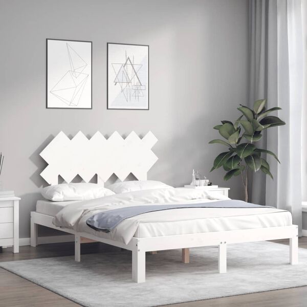 vidaXL Cadre de lit sans matelas blanc bois de pin massif