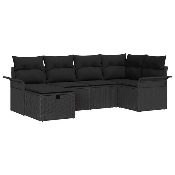 vidaXL Ensemble de canap&eacute; de jardin avec coussin 6 pcs Noir polyrotin