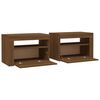 vidaXL Tables de chevet 2 pcs avec LED ch&ecirc;ne marron 60x35x40 cm