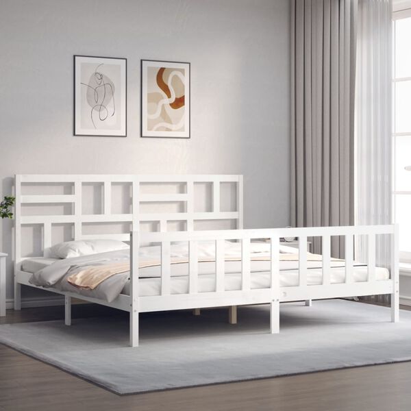 vidaXL Cadre de lit sans matelas blanc bois massif de pin