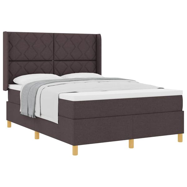 vidaXL Lit &agrave; Ressorts avec matelas Marron fonc&eacute; 140 x 200 cm tissu