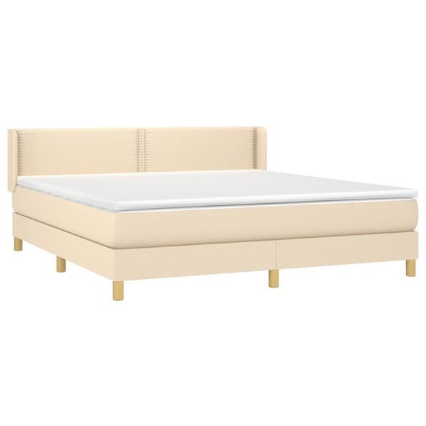 vidaXL Sommier &agrave; lattes de lit avec matelas Cr&egrave;me 180x200 cm Tissu