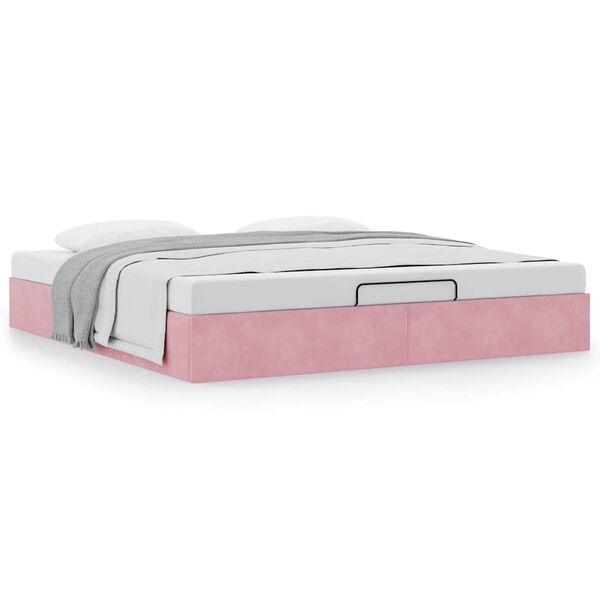 VidaXL Cadre de lit ottoman sans matelas rose 180x200 cm velours