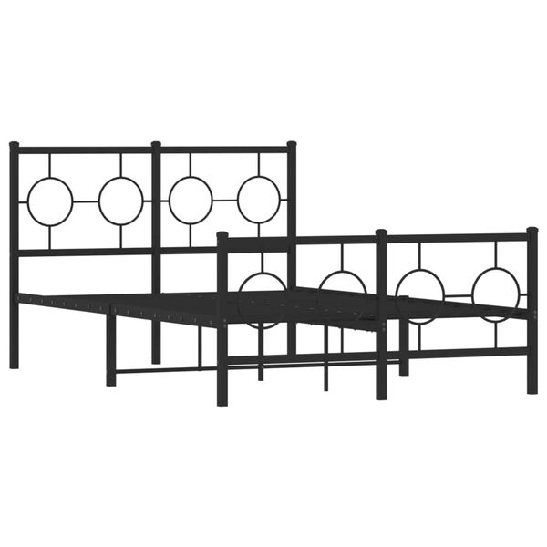vidaXL Cadre de lit m&eacute;tal sans matelas avec pied de lit noir 120x200cm