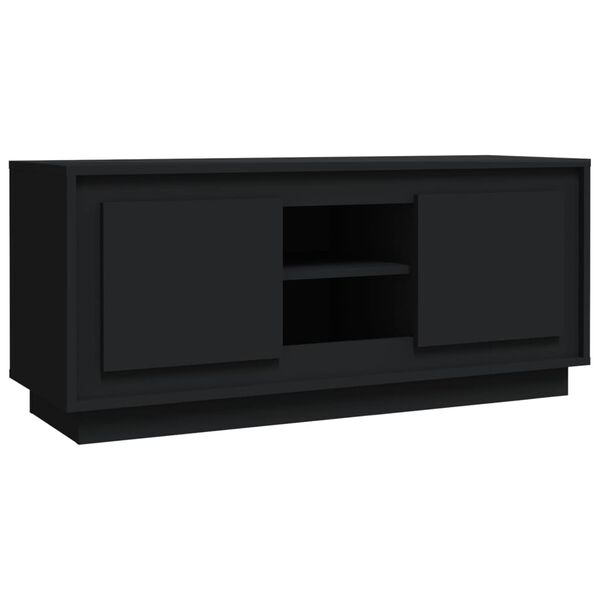 vidaXL Meuble TV noir 102x35x45 cm bois d'ing&eacute;nierie