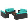 vidaXL Ensemble de canap&eacute; de jardin 13 pcs avec coussins noir r&eacute;sine tress&eacute;e