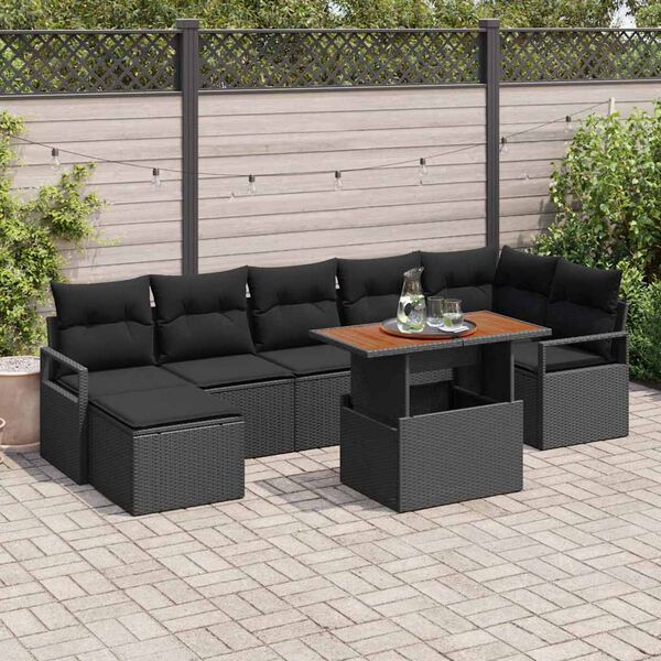 vidaXL Ensemble de salle &agrave; manger pour jardin 8 pcs Noir et Marron