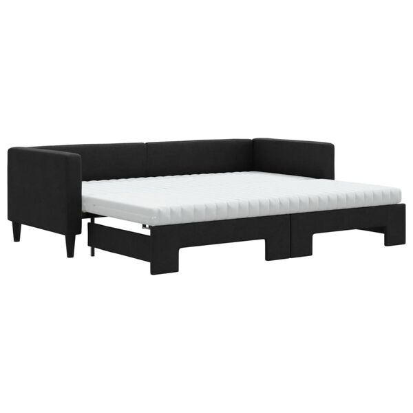 vidaXL Lit de jour avec lit gigogne et matelas noir 80x200 cm tissu