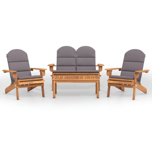 vidaXL Ensemble de salon de jardin Adirondack 4 pcs bois acacia solide