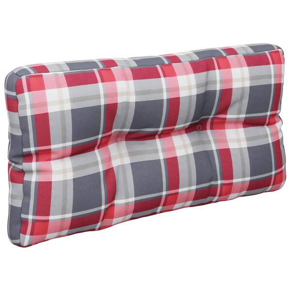 vidaXL Coussin de palette motif &agrave; carreaux rouge 80x40x12 cm tissu