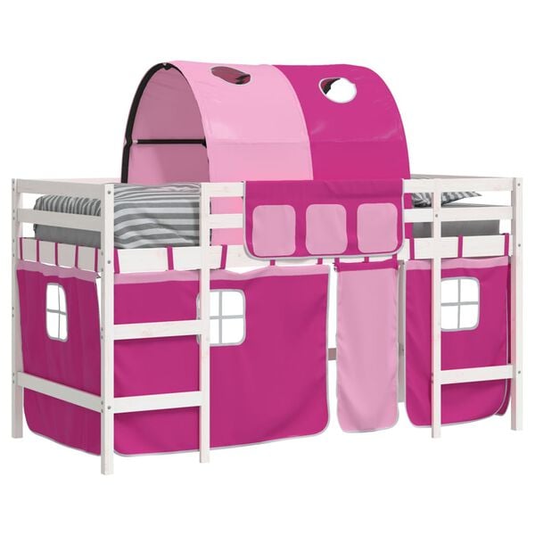 vidaXL Lit mezzanine enfants avec tunnel sans matelas rose 90x190 cm