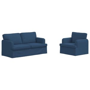 vidaXL Ensemble de Canap&eacute;s 2 pc Bleu tissu