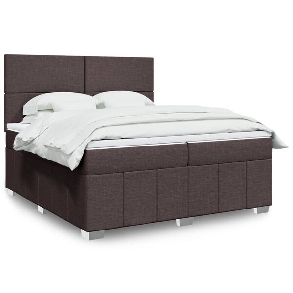 vidaXL Sommier &agrave; lattes de lit avec matelas Marron fonc&eacute; 200x200 cm