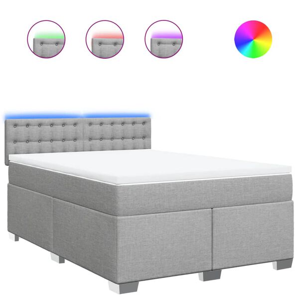 vidaXL Sommier &agrave; lattes de lit avec matelas Gris clair 140x200cm Tissu