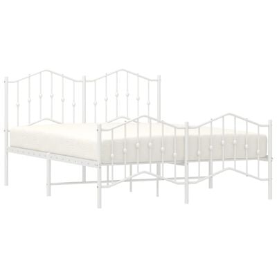 vidaXL Cadre de lit métal sans matelas et pied de lit blanc 135x190 cm