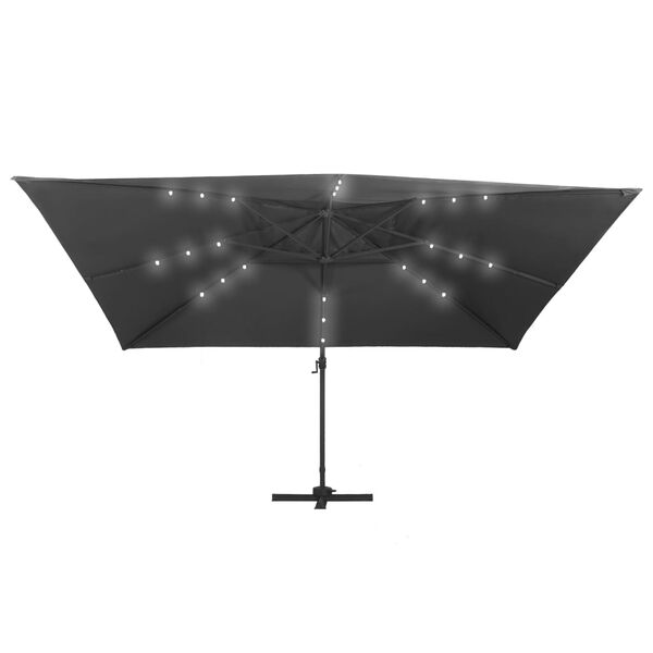 vidaXL Parasol de jardin en porte-&agrave;-faux lumi&egrave;res LED m&acirc;t en aluminium