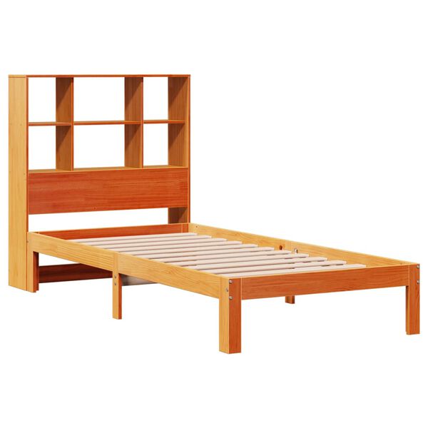 vidaXL Lit bibliothèque sans matelas cire marron 75x190 cm pin massif