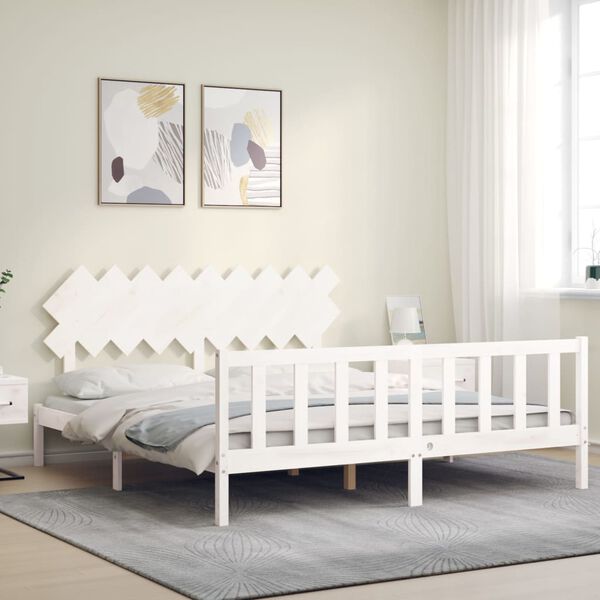 vidaXL Cadre de lit sans matelas blanc bois massif de pin