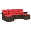 vidaXL Ensemble de canap&eacute; de jardin 6 pcs Marron Poly rotin