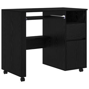 vidaXL Bureau avec roues Ch&ecirc;ne noir Bois d'ing&eacute;nierie 91 x 50 x 77 cm