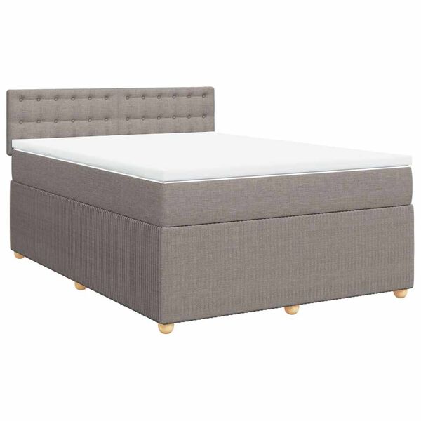 vidaXL Sommier &agrave; lattes de lit avec matelas Taupe 140x190 cm Tissu