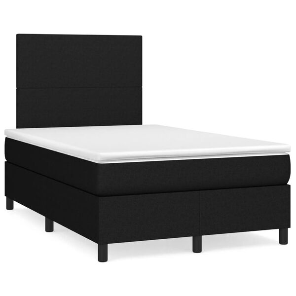 vidaXL Sommier &agrave; lattes de lit avec matelas Noir 120x200 cm Tissu