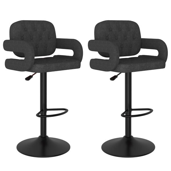 vidaXL Tabourets de bar lot de 2 gris foncé tissu