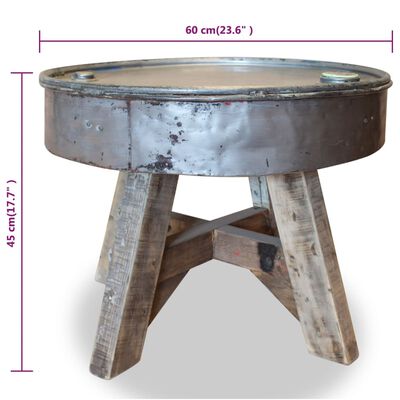 vidaXL Table basse Bois de récupération massif 60 x 45 cm Argenté