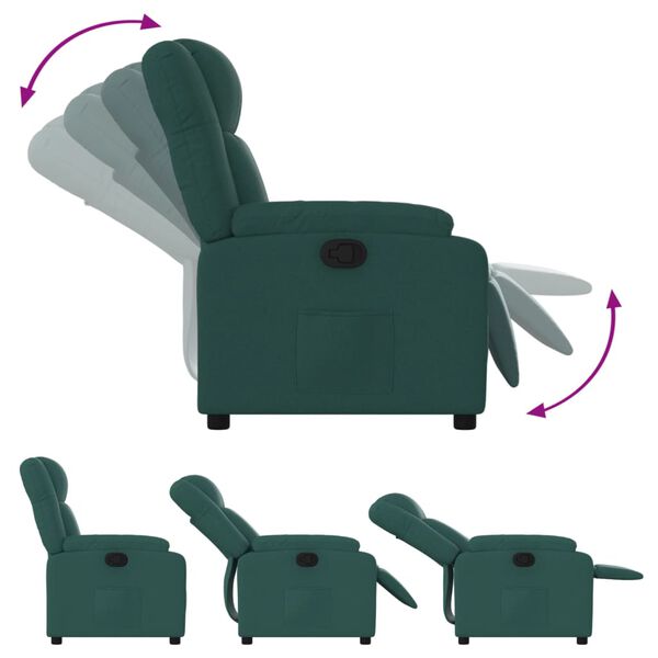 vidaXL Fauteuil inclinable Vert fonc&eacute; Tissu