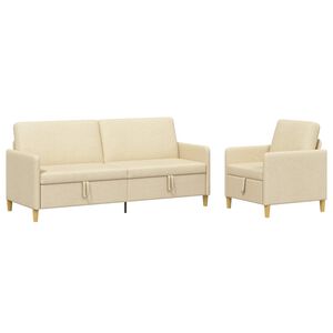 vidaXL Canap&eacute; avec rangement 2 pc Cr&egrave;me Polyester